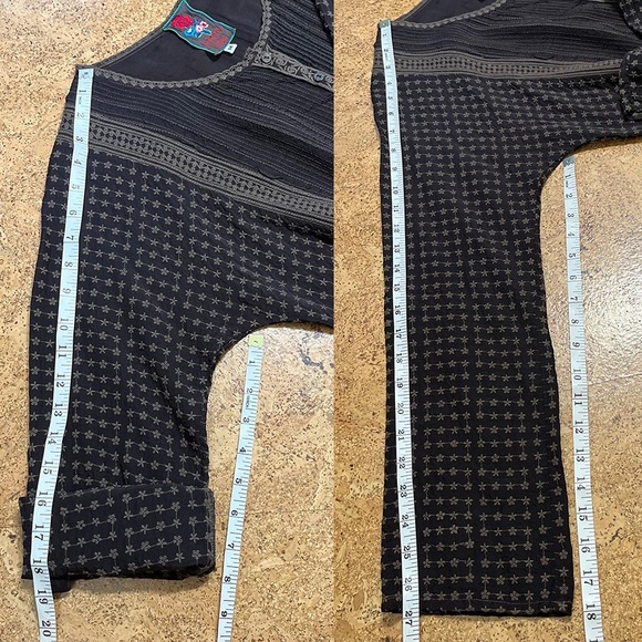 Johnny Was Brown Cupra Rayon Eyelet Lace & Embroidered Long Sleeve Tunic Sz M - Picture 13 of 16